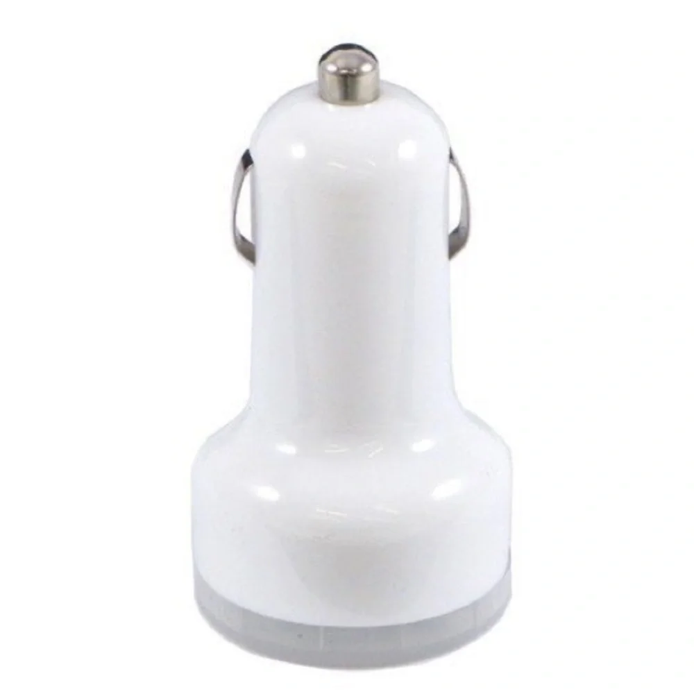 White Dual USB Universal Adapter Car Charger